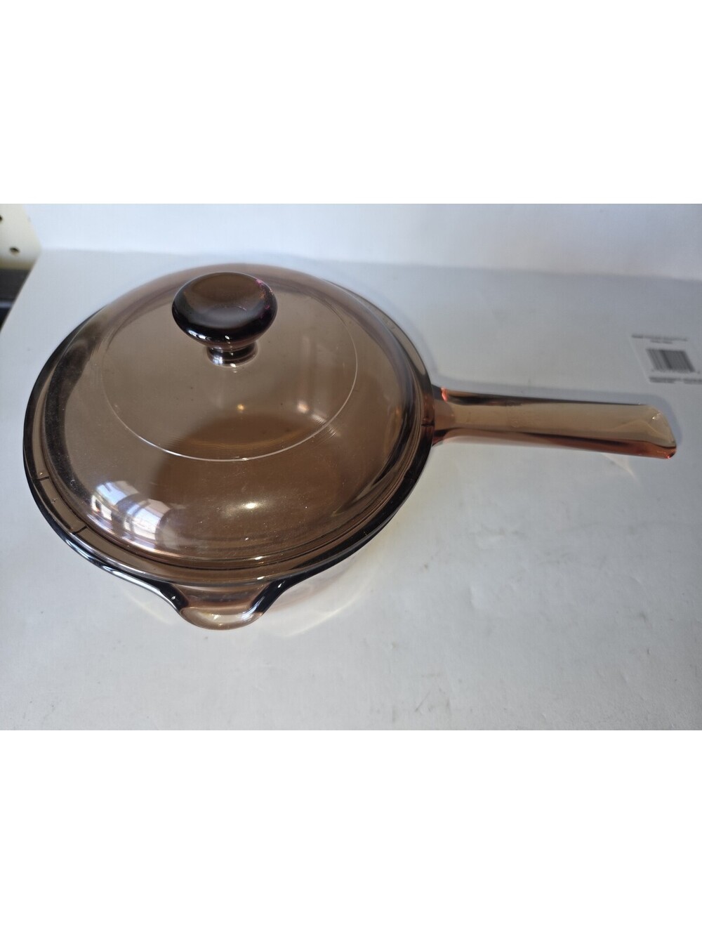 CORNING VISIONS AMBER 1 QUART 1 LITER SAUCEPAN WITH LID USA SG3